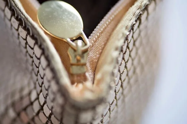A detailed close-up shot of the exquisite hardware on a luxury handbag, showcasing the high-quality clasp, polished metal, and fine stitching, emphasizing craftsmanship.