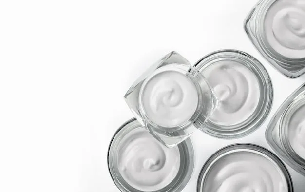 A close-up of various skincare products containing peptides, such as serums, creams, and eye treatments, displayed elegantly on a minimalist white background to highlight their aesthetic appeal.