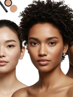 Diverse women with radiant, flawless makeup bases in a professional setting