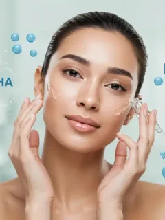 Woman applying serum, illustrating the 2025 Guide to Exfoliation: Choosing Between AHAs, BHAs, and PHAs for Your Skin Type