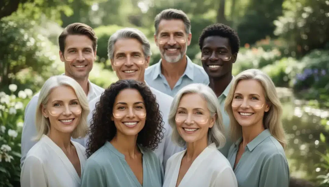Diverse individuals with healthy skin from personalized AI skincare