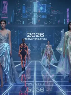 Futuristic fashion show with tech-integrated garments for 2026