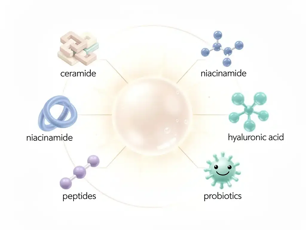 Five key ingredients for skin barrier repair represented visually