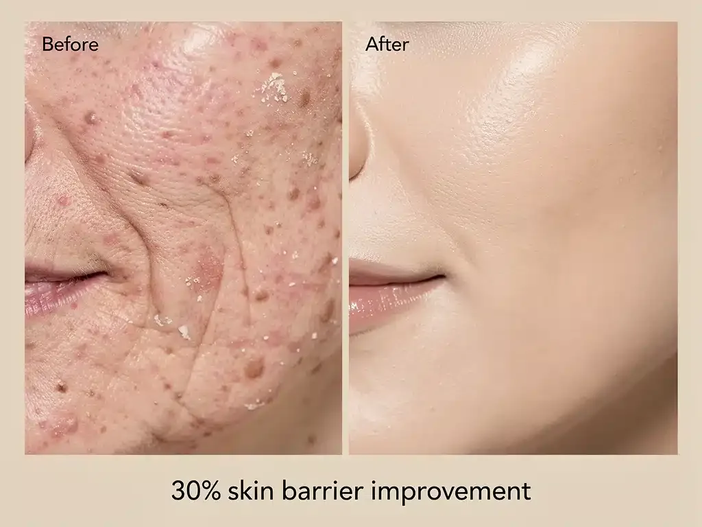Before and after comparison of compromised versus strong skin barrier