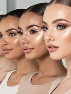 Models with various face shapes demonstrating expert contouring and highlighting techniques.