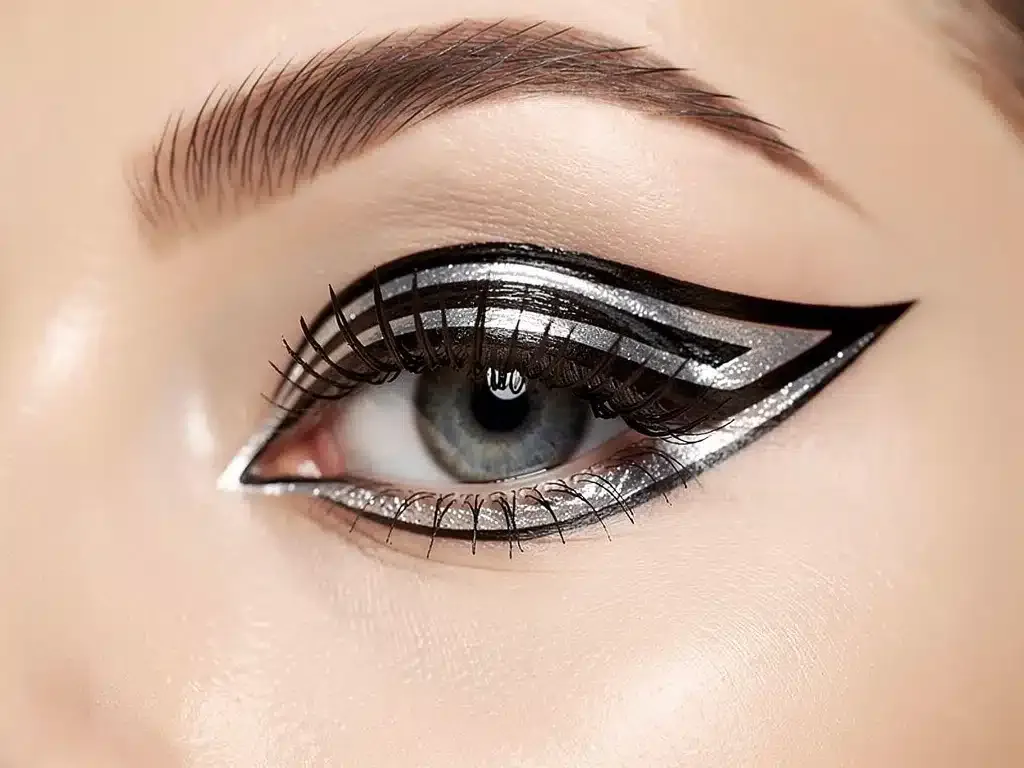 Graphic eyeliner design as an advanced makeup technique