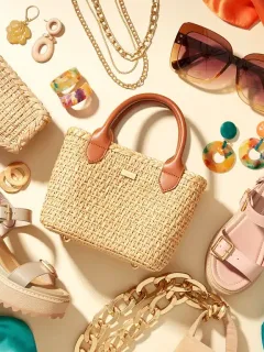 Vibrant collage of trendy summer 2026 accessories for an elevated style. Summer 2026 Accessory Trends.
