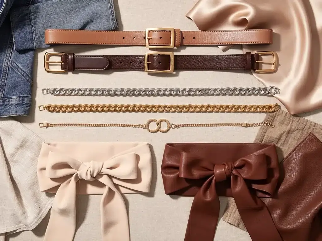 Assortment of modern belts for diverse styling options