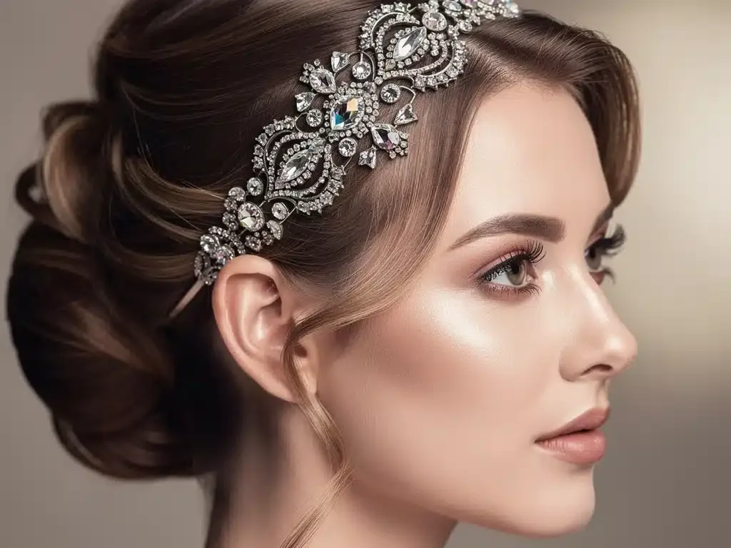 Jeweled headband trend for sophisticated updos