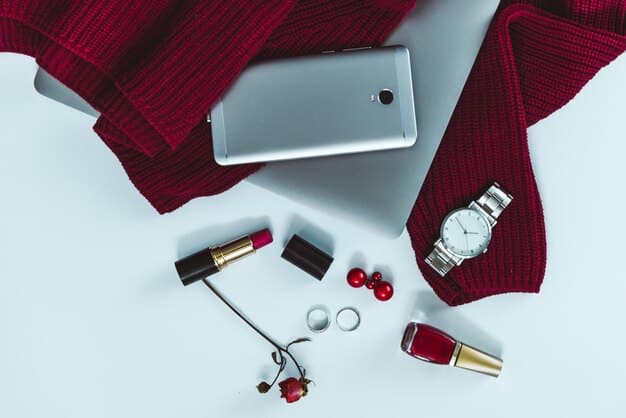 A flat lay of various accessories for different occasions, including a clutch, elegant watch, cufflinks, a statement necklace, and a silk scarf, beautifully arranged on a neutral background.