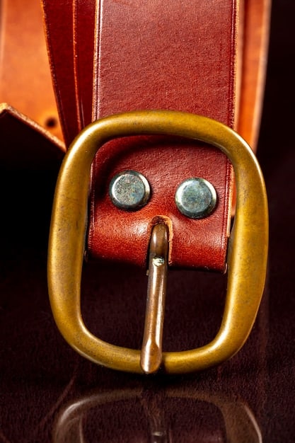 A detailed close-up of various belt buckles, showcasing different metals (silver, gold, antique brass), finishes (polished, brushed), and styles (classic frame, D-ring, statement buckle).