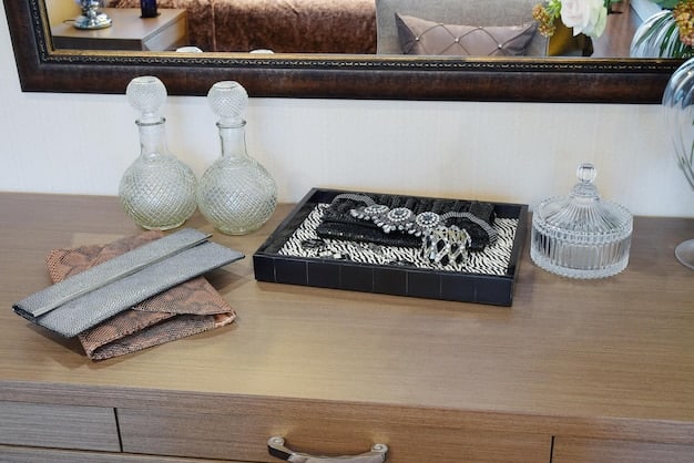 A close-up of a velvet-lined jewelry drawer with custom compartments, showcasing neatly organized rings, earrings, and a few delicate necklaces without any tangles.