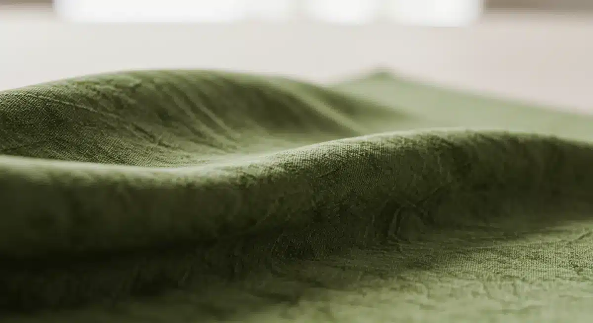 Close-up of innovative biodegradable fabric in a sustainable garment.