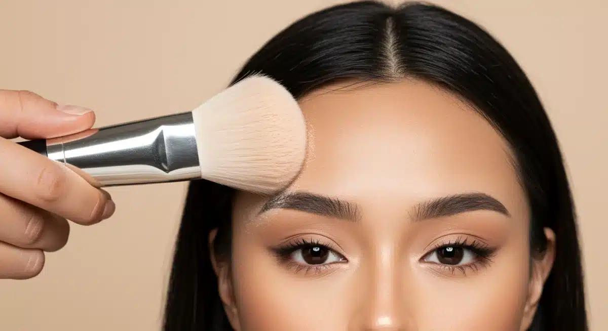 Applying translucent setting powder for durable makeup finish