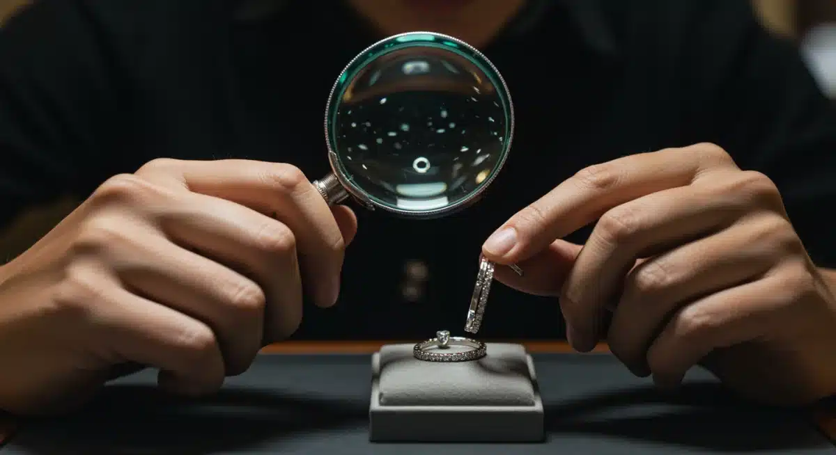 Expert examining high-quality jewelry for authenticity