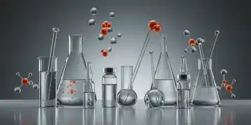 Futuristic skincare ingredients in laboratory setting, symbolizing innovation and advanced research.